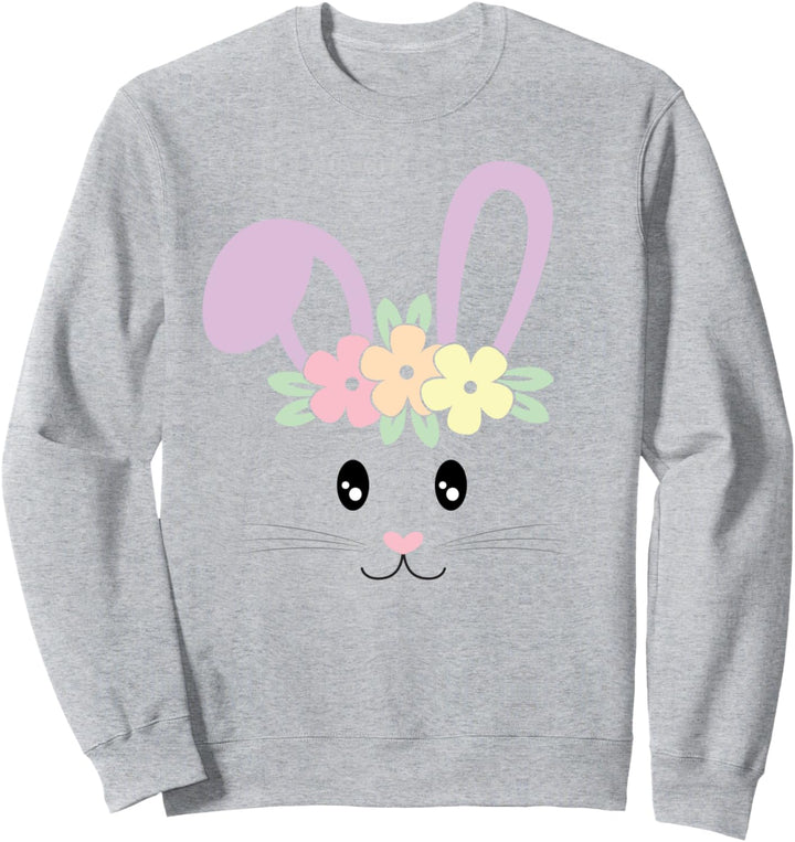 Cute Easter Bunny Face Pastel Tee For Girls and Toddlers Sweatshirt