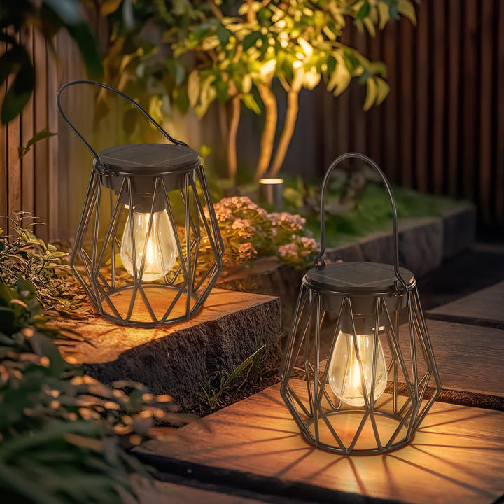 Ketom 2 Stück Solarlampen für Aussen Hängend, Solarlaterne für Aussen Stehend Metall, IP65 Wasserdic