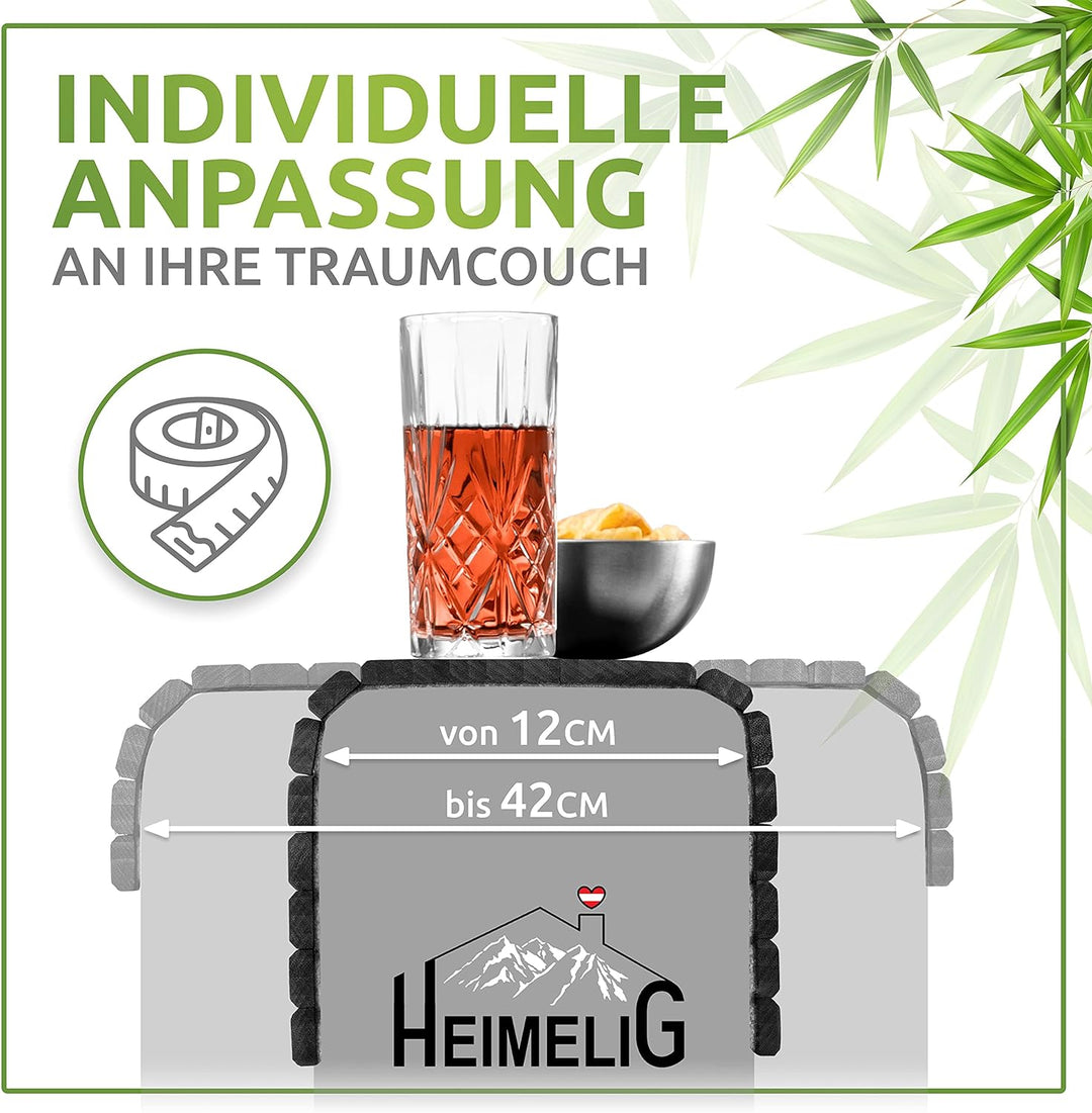 Heimelig Sofa Tablett | rutschfeste Couch Ablage aus nachhaltigem Bambus | Flexibler Sofa Butler für