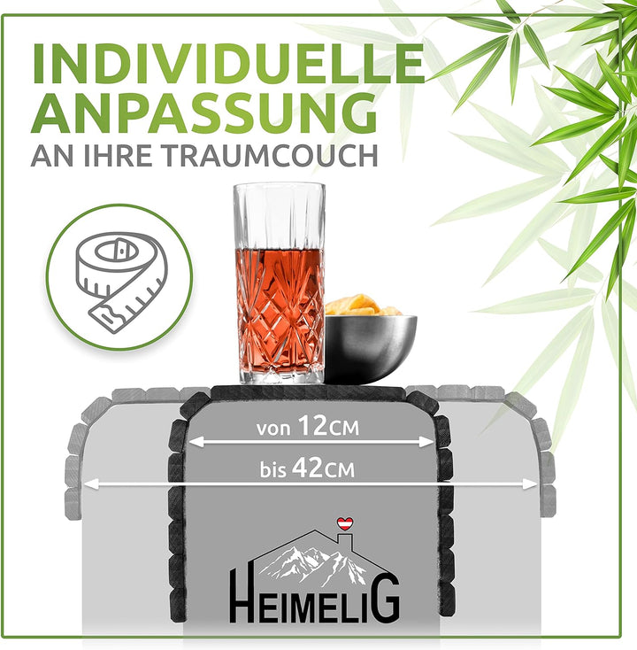 Heimelig Sofa Tablett | rutschfeste Couch Ablage aus nachhaltigem Bambus | Flexibler Sofa Butler für