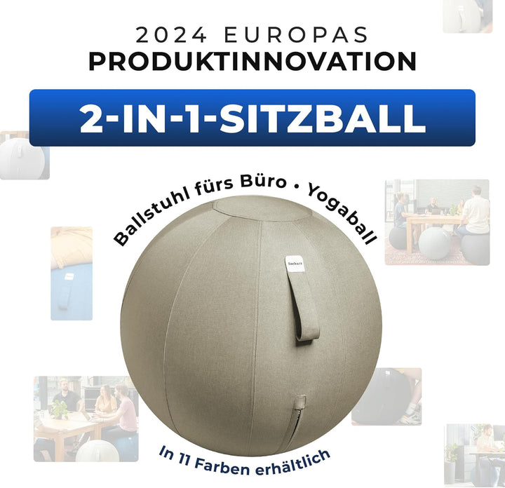 Backerz Sitzball 65 cm - Ergonomische Sitzmöbel für Büro und Heimbüro - Langlebiger Stoff, Gymnastik