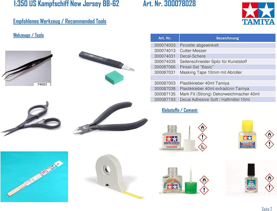 Tamiya 300078028-1:350 US Kampfschiff New Jersey BB-62