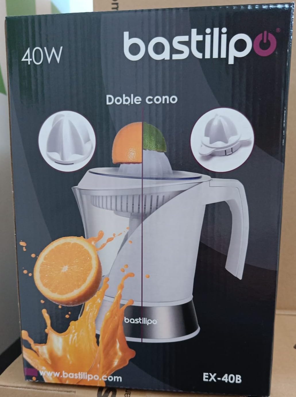 Bastilipo – 40-W-Entsafter mit 1-Liter-Krug, Weiss/Stahl, Modell EX-40B, Weiß