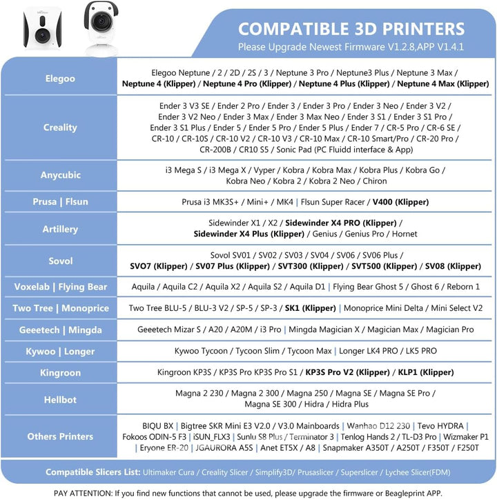 Mintion Beagle Camera V2, verbesserte 3D Drucker Kamera, WiFi Fernüberwachung und Steuerung, Plug &