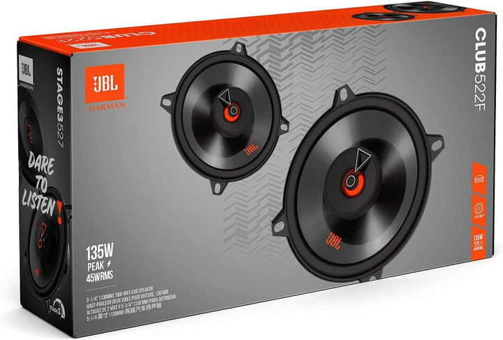 JBL Club 522F 2-Wege Auto Lautsprecher Set von Harman Kardon - 135 Watt Pro KFZ Autolautsprecher Box