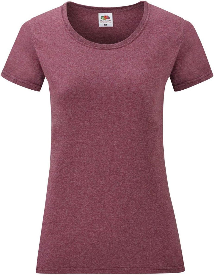 Fruit of the Loom Damen Regular Fit T-Shirt S Burgunderrot Meliert, S Burgunderrot Meliert