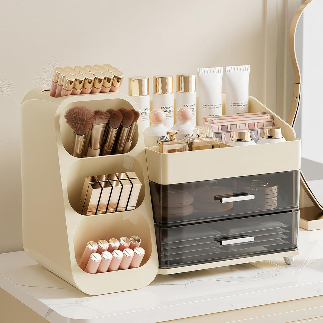 Make Up Kosmetik Organizer mit 2 Schubladen, Multifunktion Schminktisch Organizer, Einfache Aufbewah