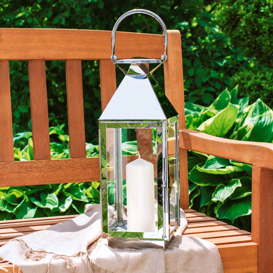Casa Vivente Laterne aus rostfreiem Edelstahl, Dekorative Beleuchtung auf dem Balkon, Gartenlicht zu