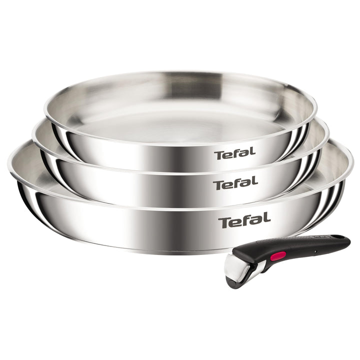 Tefal Ingenio Emotion Pfannen-Set, 3-teilig, 22/24 / 28 cm + abnehmbarer Griff, Edelstahl, unbeschic