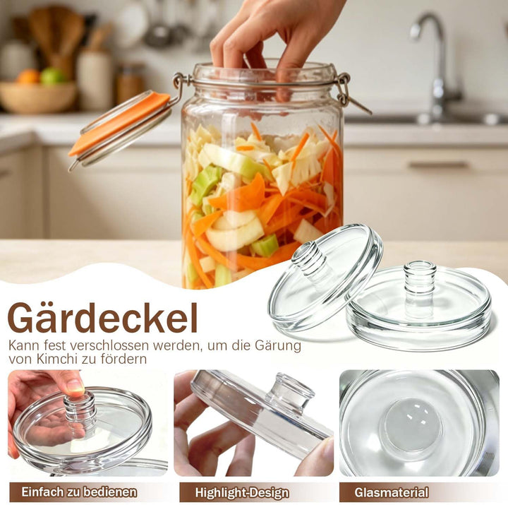 2 Stück Fermentiergewichte mit Ø 9.5 cm, Glasgewichte zum Fermentieren von Gemüse in Salzlake, Ideal