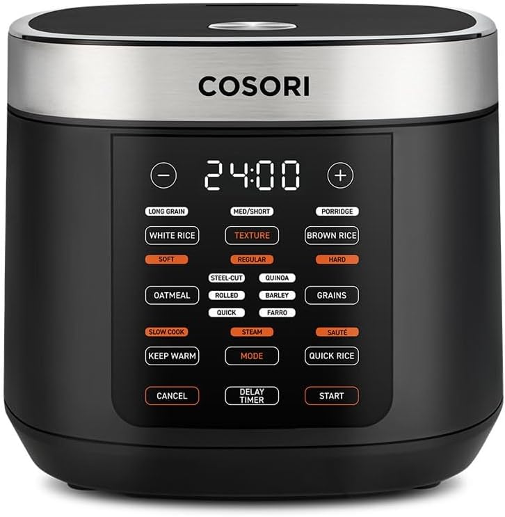 COSORI Reiskocher & Dampfgarer mit Keramik-Innentopf und Fuzzy Logic, 50 Rezepte, 1,8L Fassungsvermö