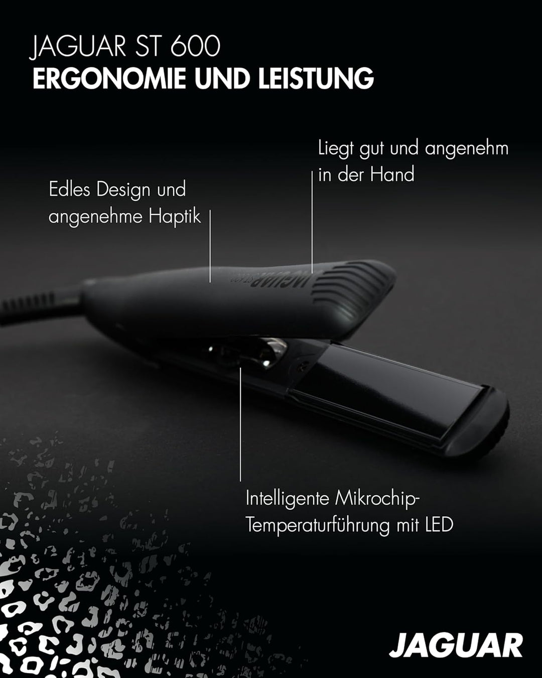 JAGUAR Glätteisen ST600 Black | Profi Haarglätter mit stufenloser Temperatureinstellung | Inkl. abge