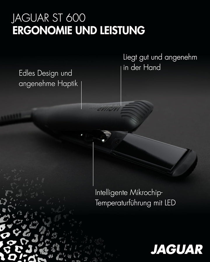JAGUAR Glätteisen ST600 Black | Profi Haarglätter mit stufenloser Temperatureinstellung | Inkl. abge