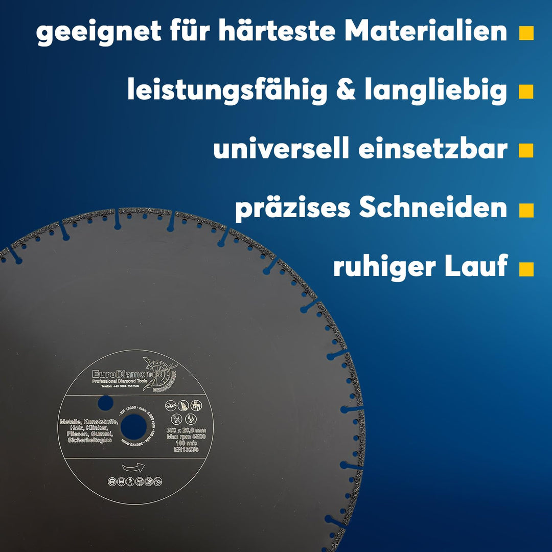 EDW Profi Diamant-Trennscheibe Allesschneider 350mm x 20,0 zum Schneiden von Kunststoff Holz Metall
