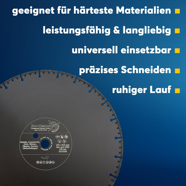 EDW Profi Diamant-Trennscheibe Allesschneider 350mm x 20,0 zum Schneiden von Kunststoff Holz Metall