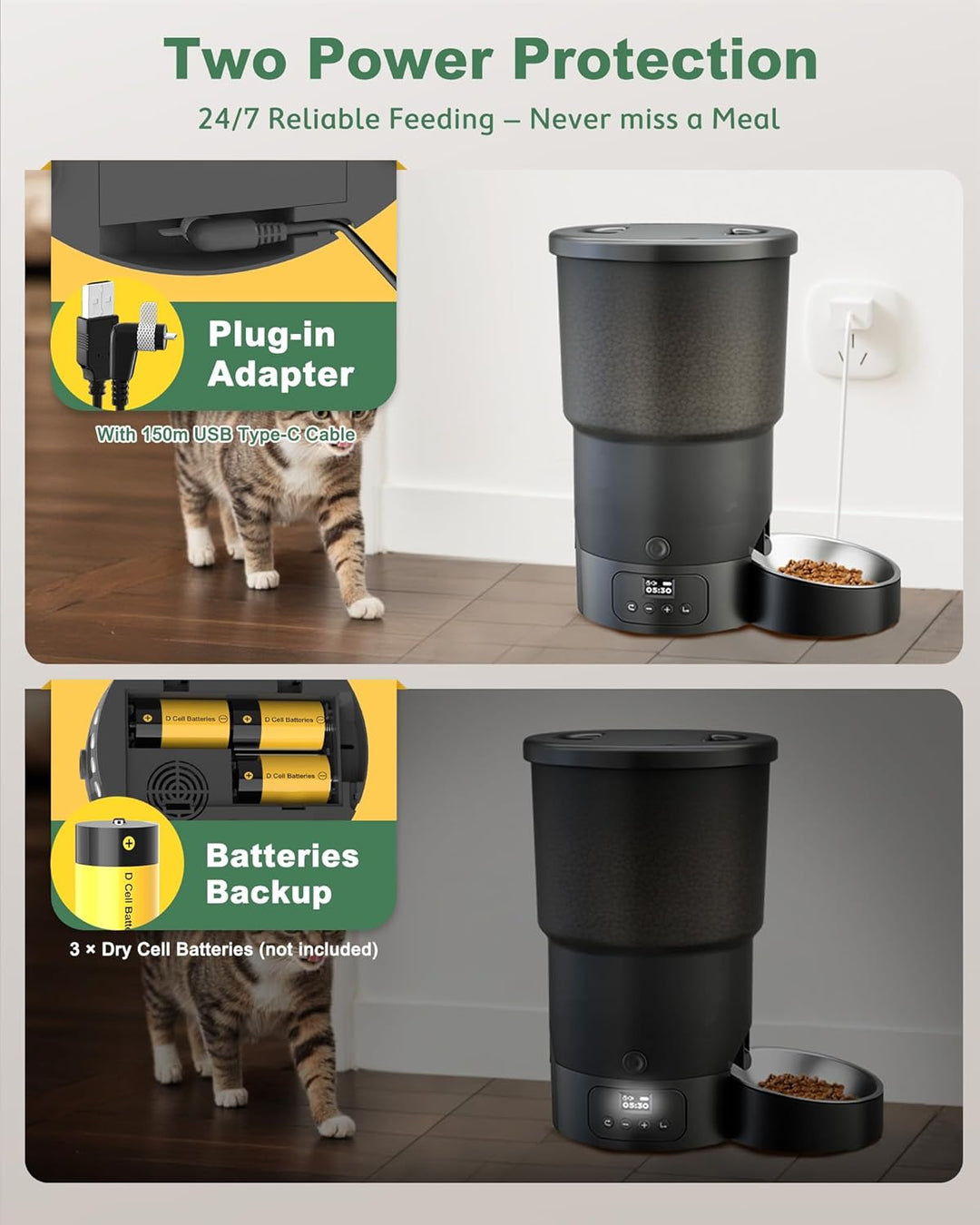 Gimars 5L Futterautomat Katze mit LCD-Anzeige Einfache Einrichtung, Programmierbar für 1–6 Mahlzeite