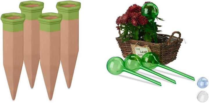 Relaxdays Tonspitzen Bewässerung, 4er Set, Giesskegel für 1,5 l PET Flaschen, für Balkonkästen & Top