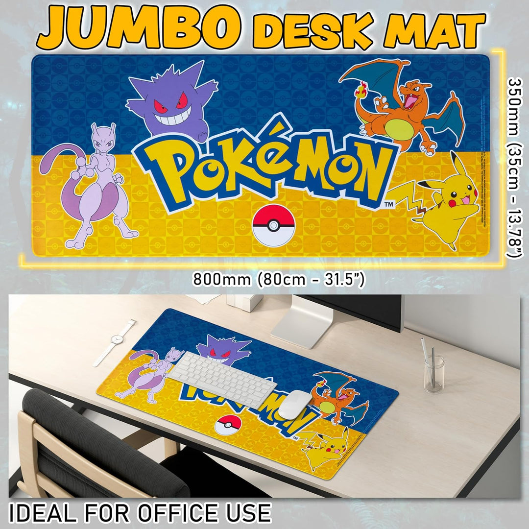 Pokemon Mauspad XXL 80x35 cm Schreibtischunterlage Gross Cooles Pikachu Mousepad Gaming rutschfest S