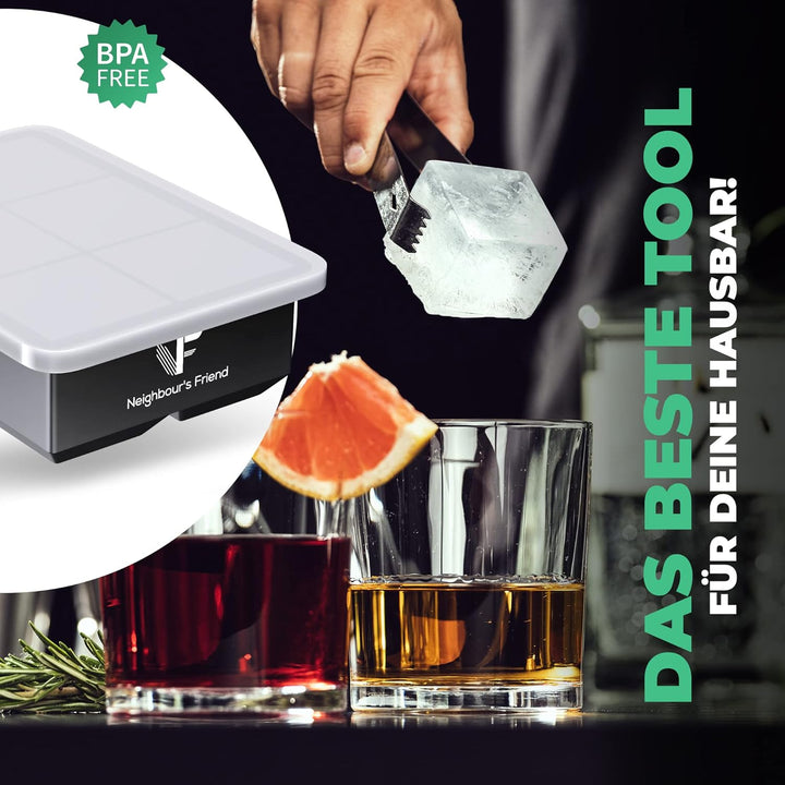 Neighbour's Friend Eiswürfelform gross 2er Pack - 12x XXL Eiswürfel für Cocktails, Whisky & Longdrin