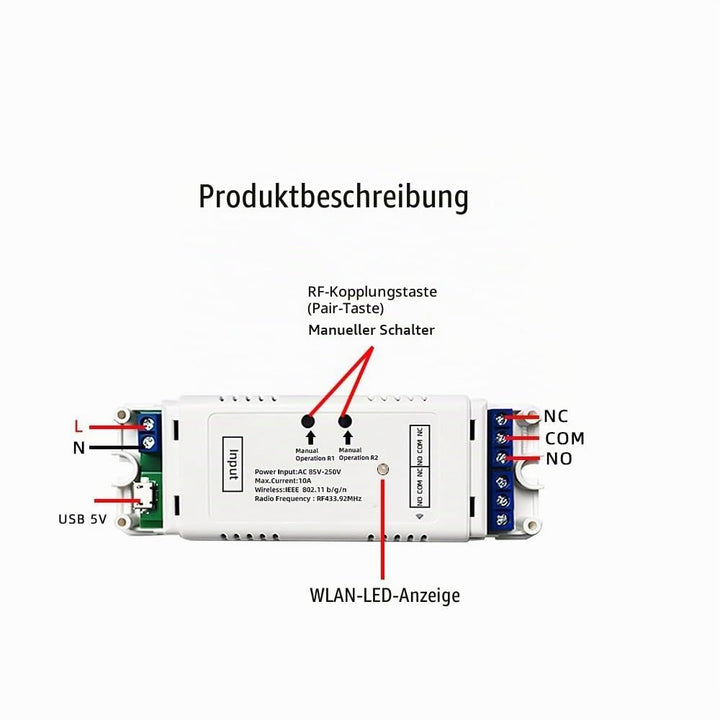 MHCOZY 2 Kanal WiFi RF Wireless Switch Relais, Inching Selbstsperrender Interlock Modus, Ewelink App