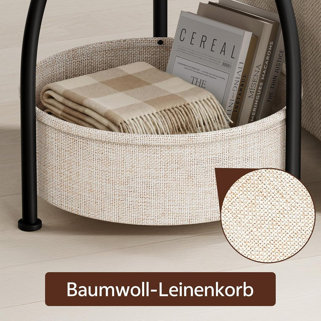 Beistelltisch rund, 3-Stufiger Runder Kleiner Tisch, Couchtisch Klein, Nachttisch, mit Stofftasche,