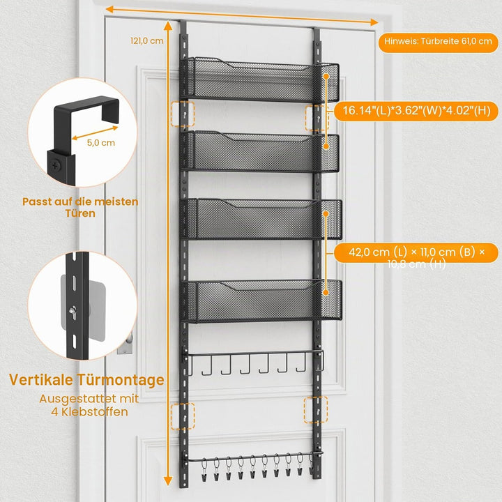 Über-der-Tür-Organizer, 2-in-1-Kleiderschrank-Organizer und Hutablage aus Metall mit 4 Verstellbaren