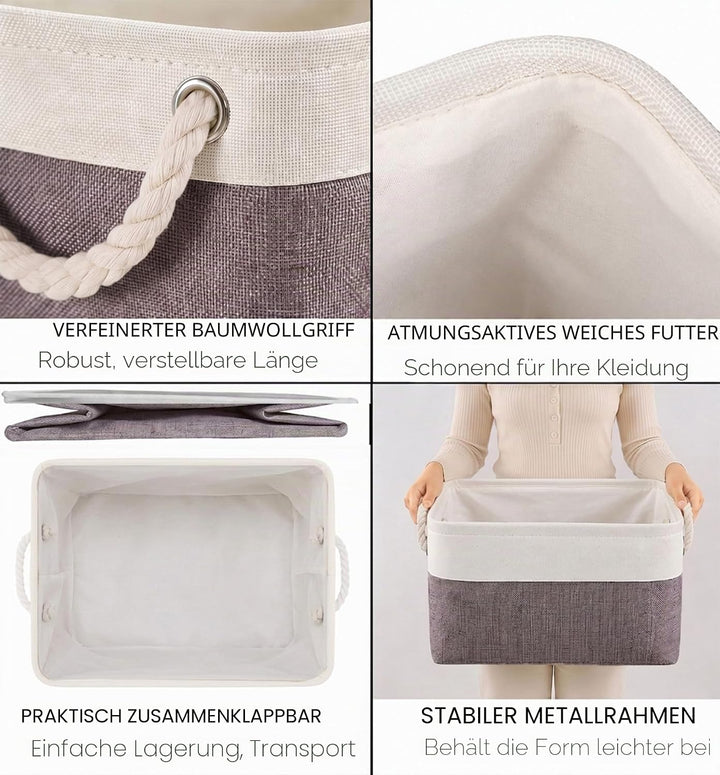 Mangata Grosse Aufbewahrungsbox 4er Set, Stoff Aufbewahrungskörbe mit Griffen für Schränke, Kleiders