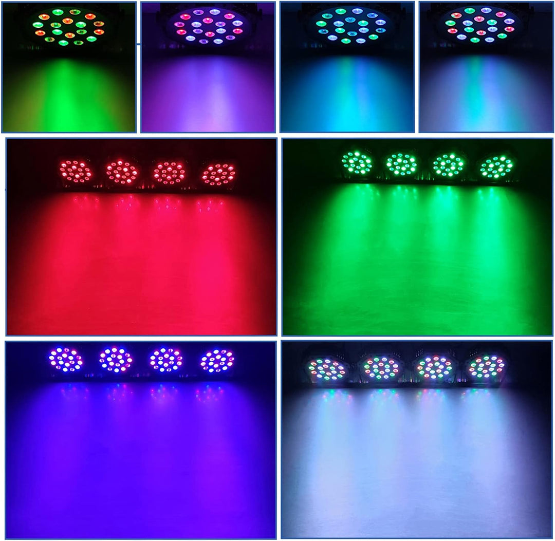 LED Par Beleuchtung, 18x1W LED RGB dmx Steuerung Lichter Sound aktiviert mit Fernbedienung für Party