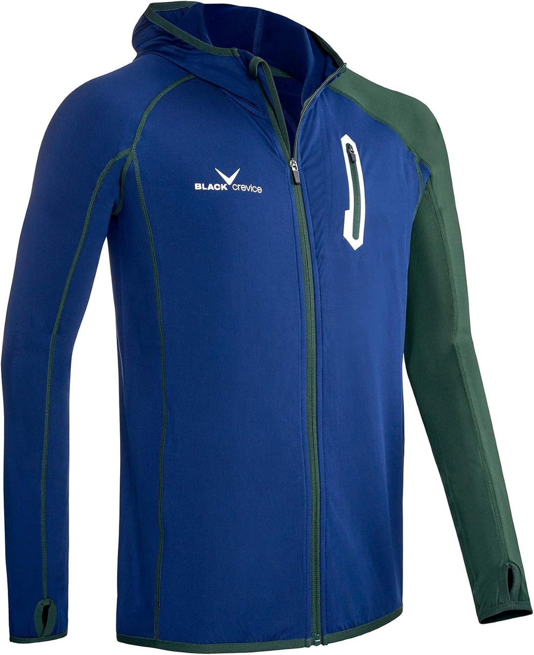 Black Crevice Herren Microfleece Jacke Second Layer Midlayer Kapuze BCR297879 steel blue/forest gree