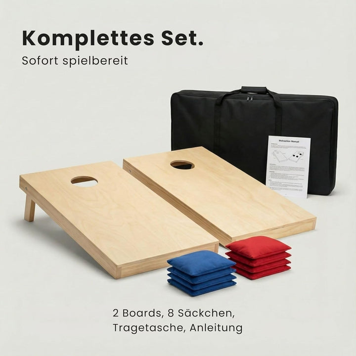 Cornhole Set aus Holz 90x60 cm – Hochwertiges Outdoor Wurfspiel für Garten & Freunde – inkl. 8 Bags