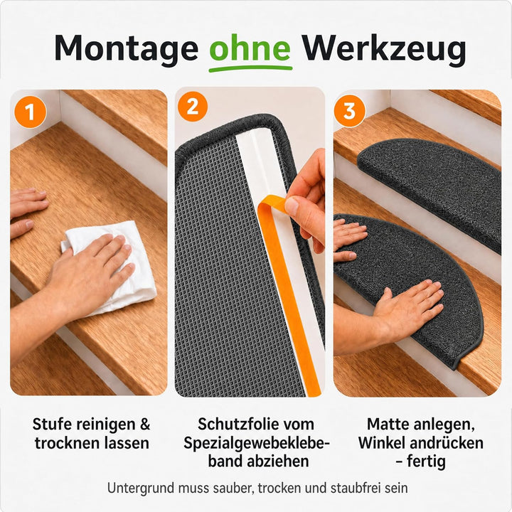 Kettelservice-Metzker Stufenmatten Treppen-Teppich Rambo 15er SparSet 17 Farben (-Anthrazit-)