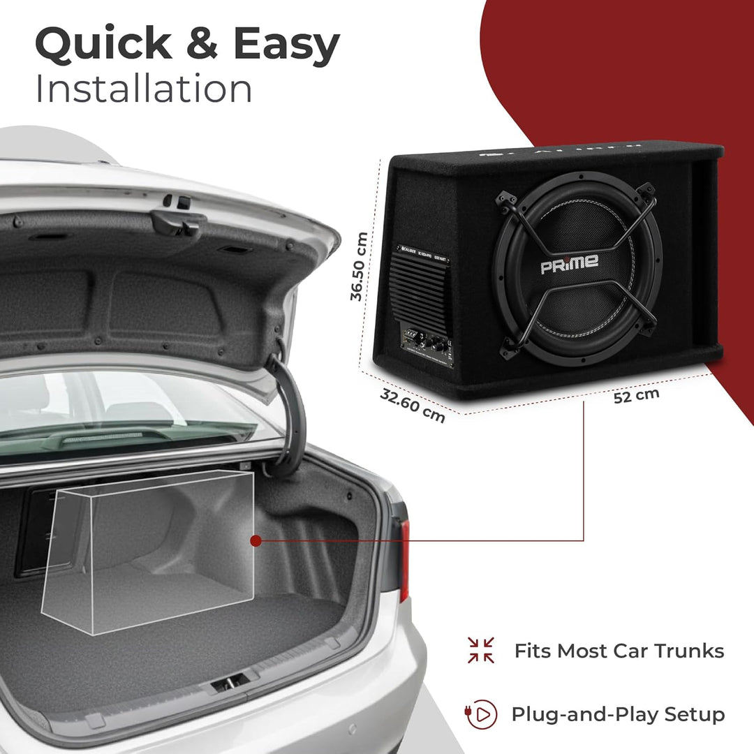 Caliber BC112SA-PRO Subwoofer Aktiv Set für Auto – 12 Zoll Bassbox mit Verstärker – 500W RMS – 1000W