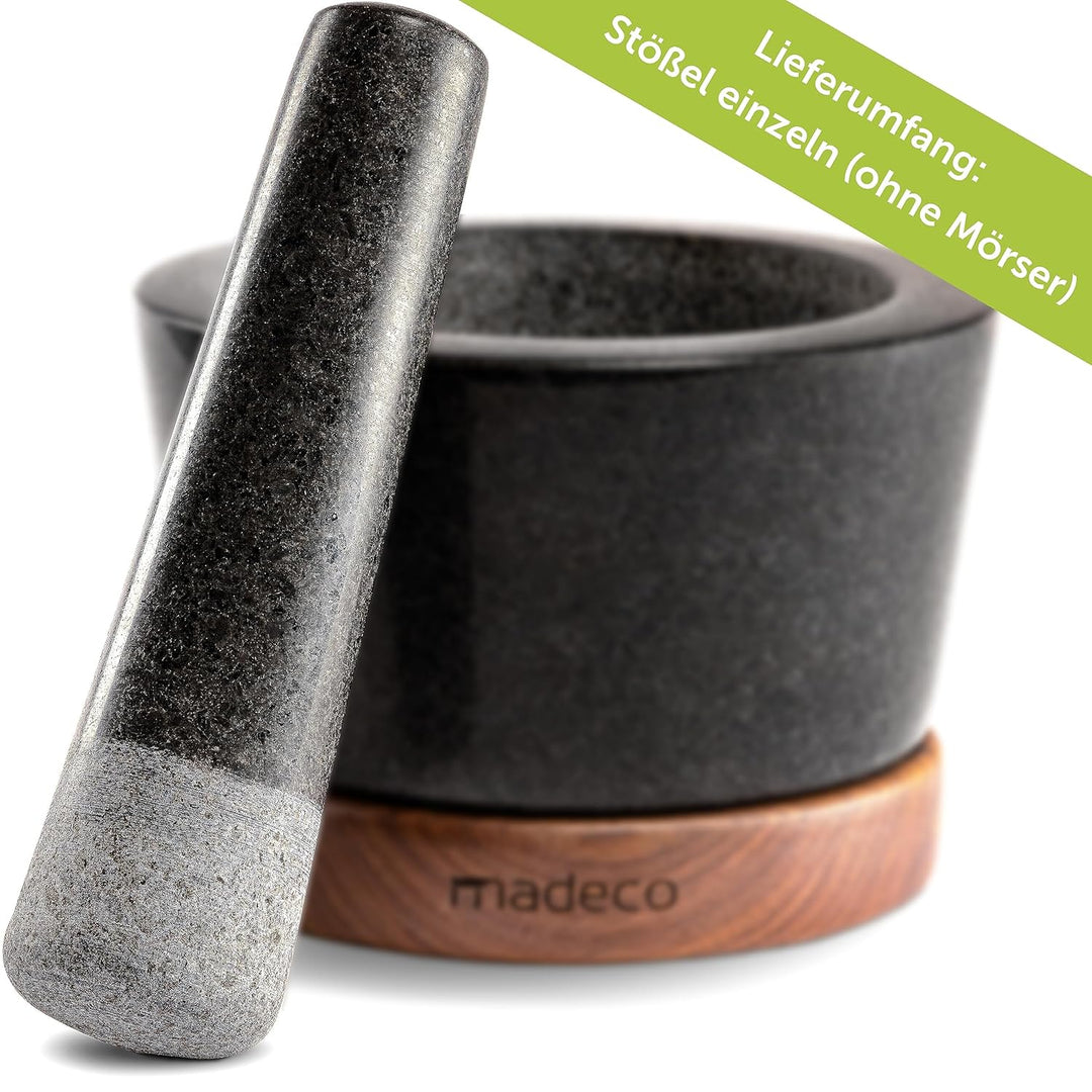 madeco Ersatzstössel Granit 16 cm Steinstössel schwarz poliert Stössel für Mörser Granit einzeln (oh