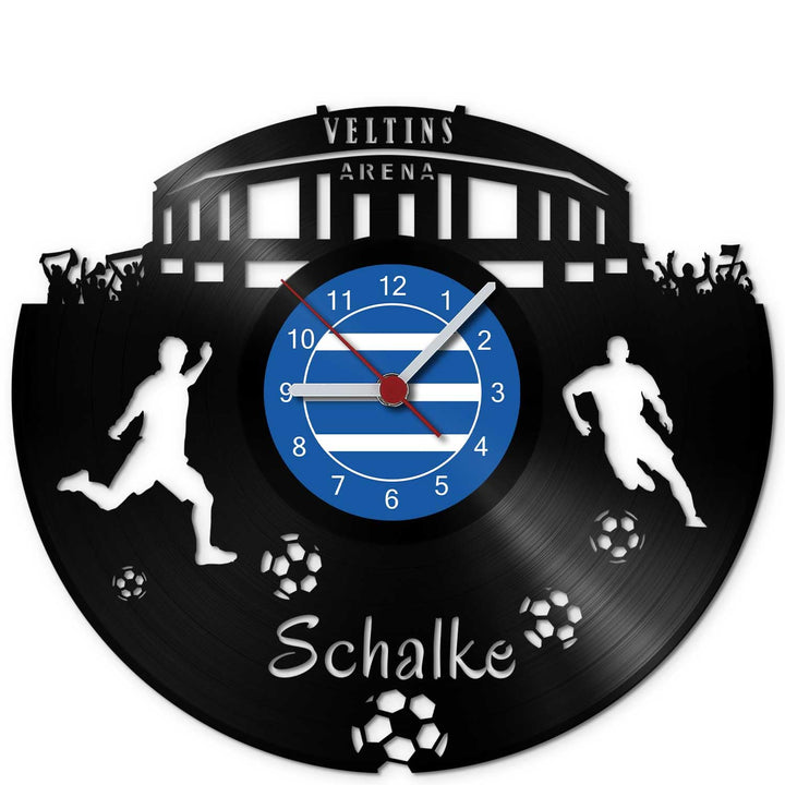 GRAVURZEILE Schallplattenuhr Schalke - 100% Vereinsliebe - Upcycling Design Wanduhr aus Vinyl Made i