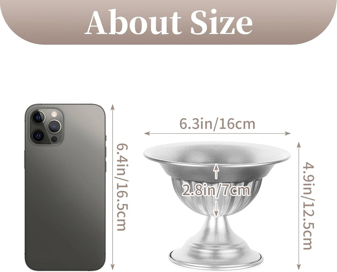 Sziqiqi Metall Silber Urn Vasen Hochzeit: Kleine Vasen für Tischdeko 10Stk | Dick, ⌀16cm/ H13cm/ T7c