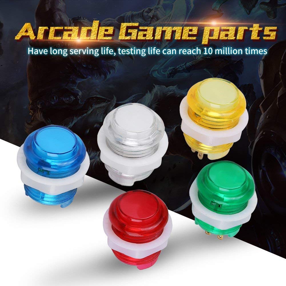 Pssopp 5PC Button LED beleuchtete Drucktasten mit Mikroschalter für Konsolenteile von Machine Games