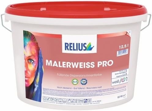 Relius Malerweiss PRO Grösse 12,5 LTR, Farbe weiss/Basis 1 12.5 l (1er Pack) Weiss / Basis 1, 12.5 l