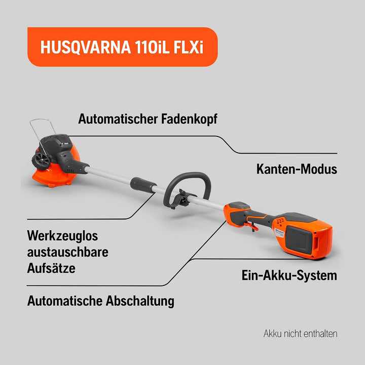 Husqvarna 110iL FLXi Akku-Grasschneider (Grundgerät) – 36 V kabellos, Auto-Feed-Kopf, Kantenschneide