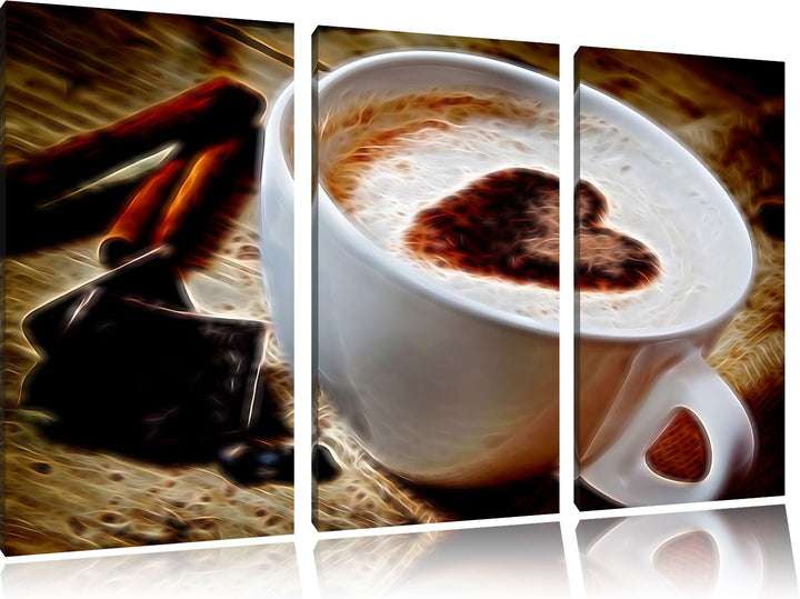 Pixxprint Kaffeetasse als Leinwandbild/Grösse: 3 Teilig (120x80 cm) cm/Wandbild/Kunstdruck/fertig be
