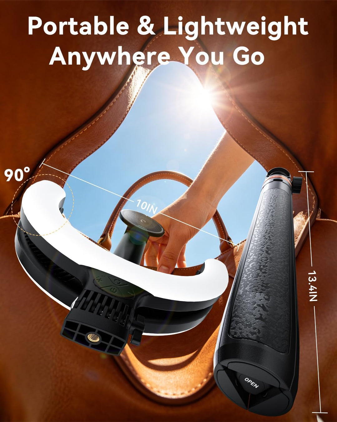 10,2" Magnetisches LED-Ringlicht Mit 76" Verstellbarem Stativ, 5000mAh Wiederaufladbares Selfie-Ring