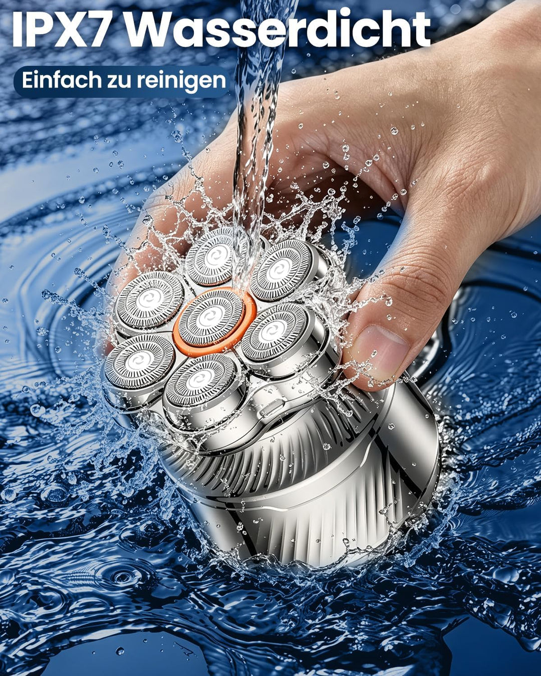7D Glatzenrasierer Herren, 6 in 1 Elektrischer Kopfrasierer mit Magnetischem Scherkopf, Nass- &amp; Troc