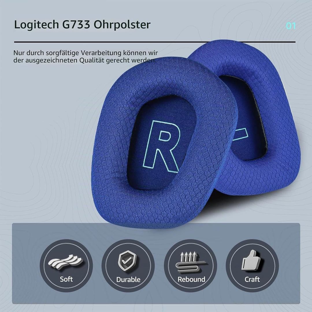 Atmungsaktives Netzgewebe Ersatz-Ohrpolster für Logitech G733 & G335 Gaming Headset - Optimale Klang
