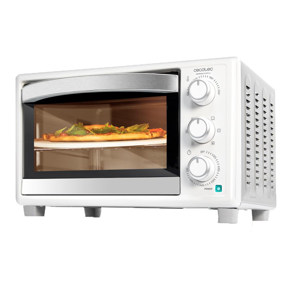 Cecotec Tischofen BakeundToast 2600 White 4Pizza, 26L, 1550W, Inklusive Pietra Pizza Stein, 6 Funkti