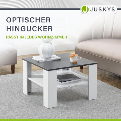 Juskys Couchtisch mit Ablage 60x60x40 cm - Holz, pflegeleicht, robust - Moderner Beistelltisch für Z