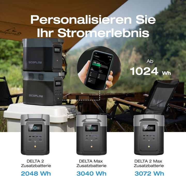EF ECOFLOW DELTA 2 1024WhTragbare Powerstation mit XT60i Kabel, Solargenerator mit LiFeP04, erweiter