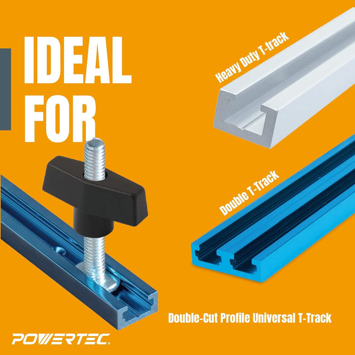 POWERTEC 71173 T Track Knob Kit, 1/4-20 Gewindebolzen und Unterlegscheiben, 46 Stück Set, T Track Sc