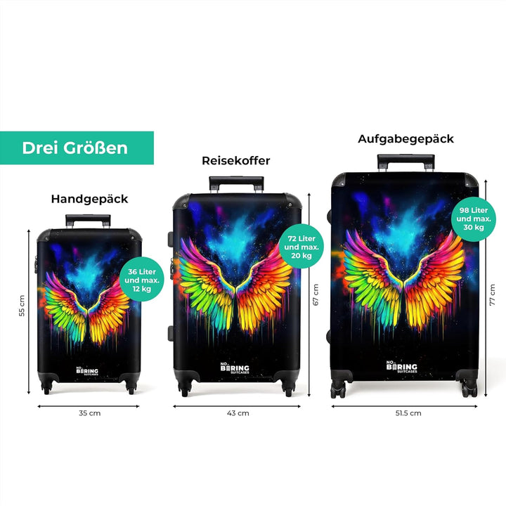 NoBoringSuitcases.com® Koffer XL Gross 77x51.5x28 cm Hartschale Reisekoffer 4 Rollen Leicht Koffer T