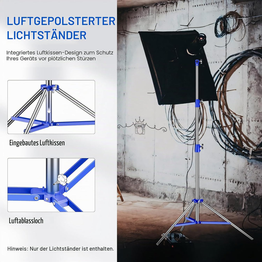 Soonpho Lichtstativ Vollmetall Puffer Druckstativ 9,1 ft/280cm Light Stand Bunt 10kg Tragkraft für O