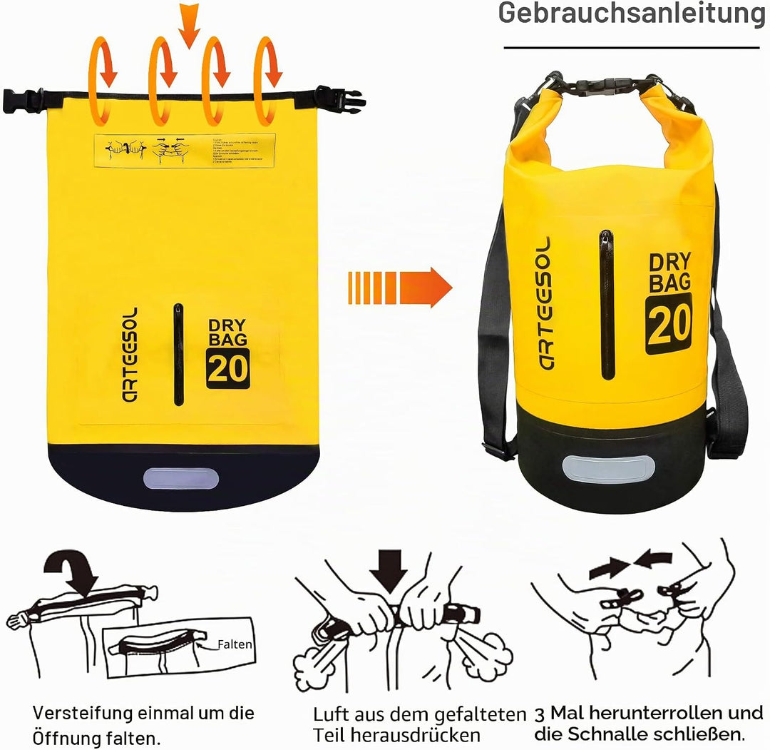 Dry Bag - 5L 10L 20L 30L Waterproof trockener Beutel/Sack wasserdichte Tasche mit Langem justierbare