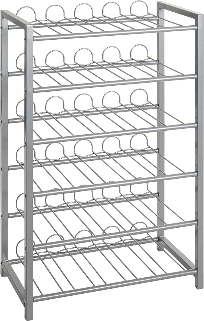 HAKU Möbel Flaschenständer - Weinregal in Aluminiumoptik, Höhe 90 cm